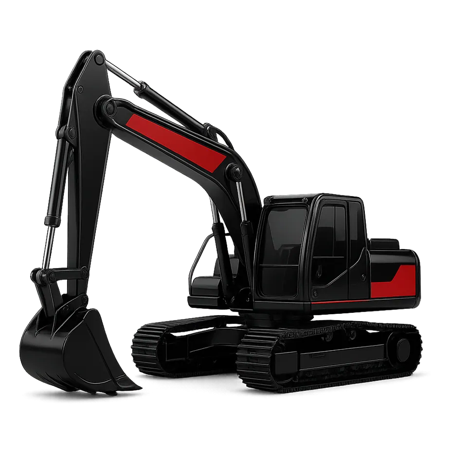 Tracked excavator with a GPS unit, fuel sensor and engine data connection fitted